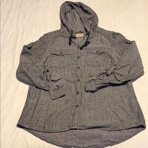 Boston Traders Black and White Houndstooth Hooded Shirt Jacket